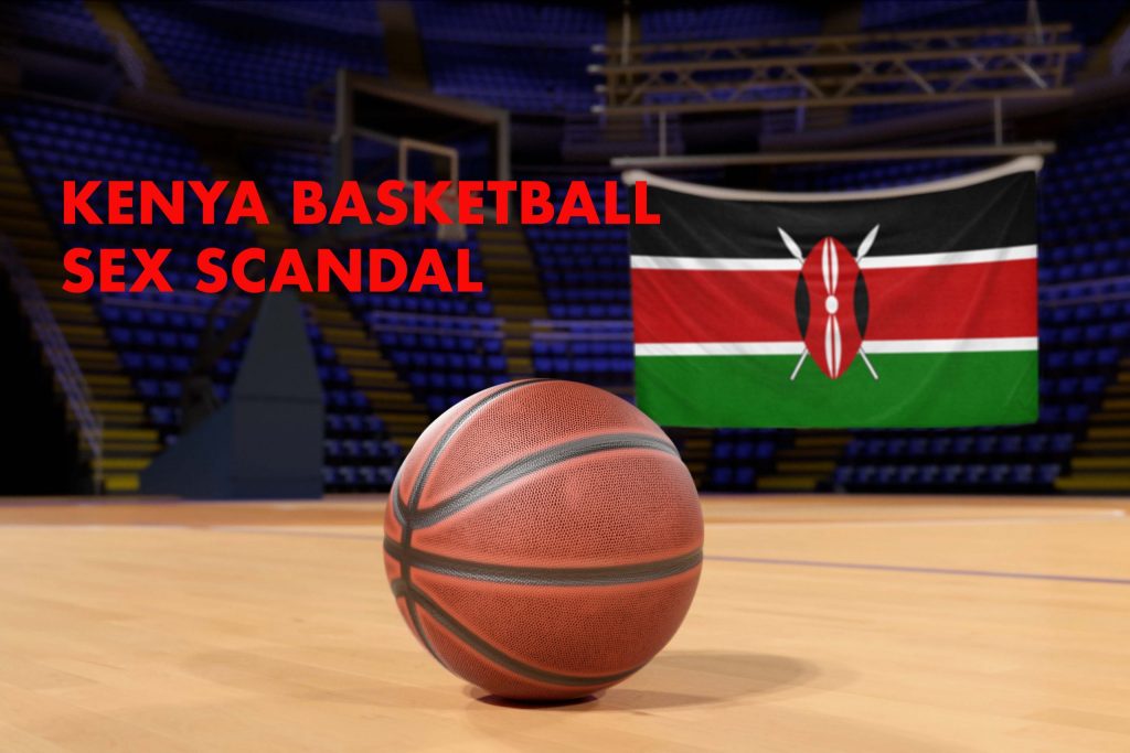 Kenya flag and basketball on Court Floor