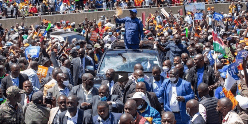 RAILA ODINGA RECEIVES ROUSING WELCOME AT BUKHUNGU STADIUM ON HIS 5TH QUEST FOR THE KENYAN PRESIDENCY