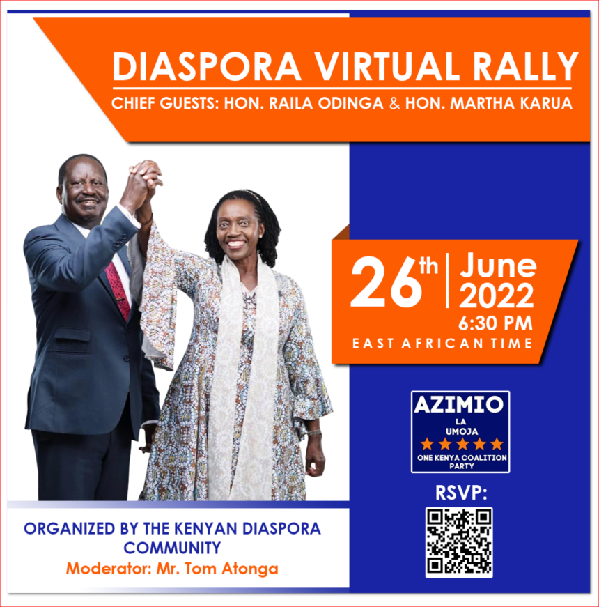 RAILA AND KARUA TO HEADLINE DIASPORA VIRTUAL RALLY ON JUNE 26TH RAILA AND KARUA TO HEADLINE DIASPORA VIRTUAL RALLY ON JUNE 26TH