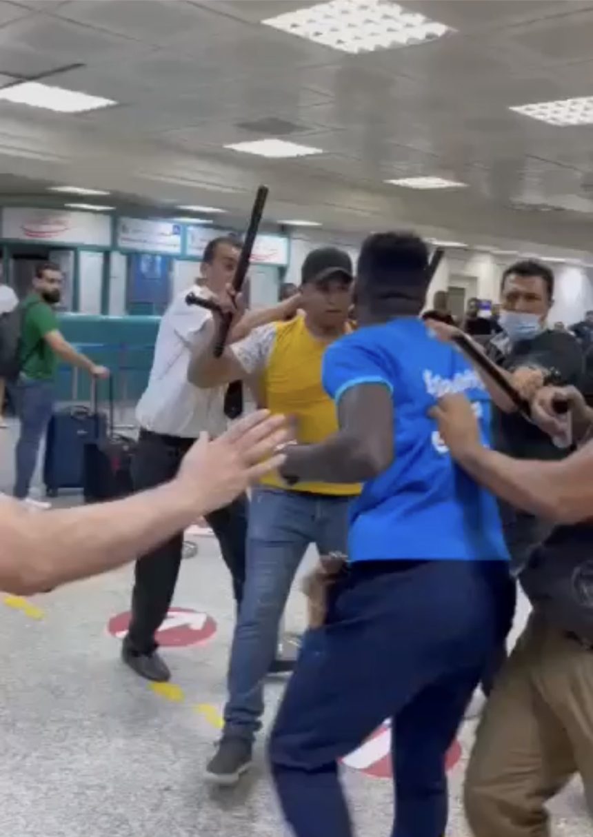 OUTRAGE OVER AFRICAN ATTACKED BY TUNISIAN POLICE