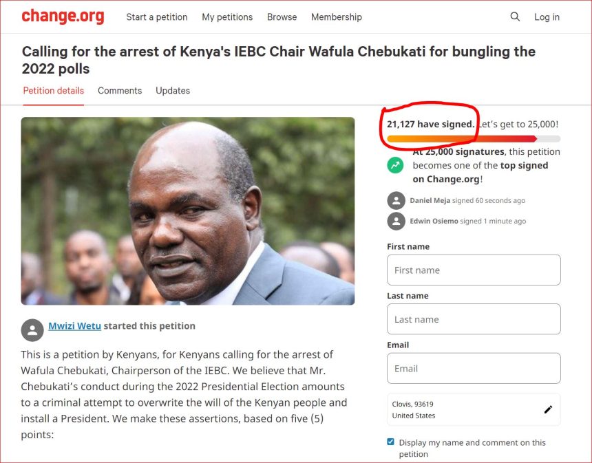 PETITION CALLING FOR CHEBUKATI’S ARREST GOES VIRAL PETITION CALLING FOR CHEBUKATI’S ARREST GOES VIRAL