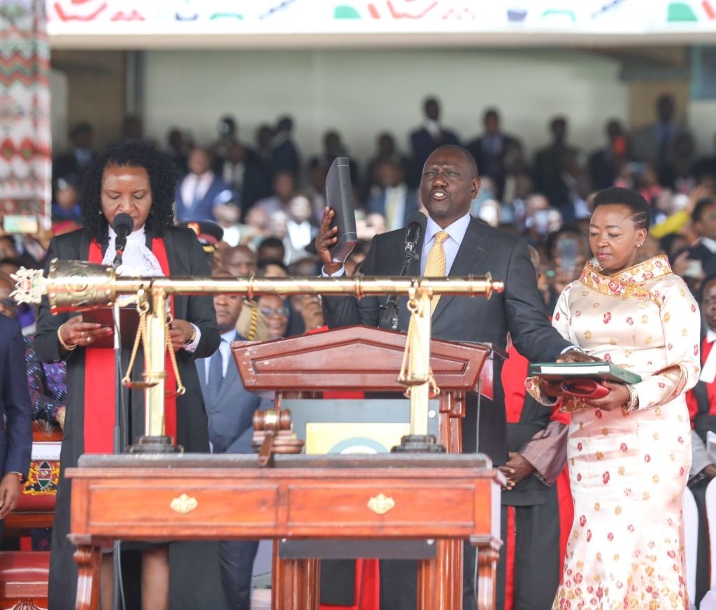 Ruto Sworn In As Wife Looks on